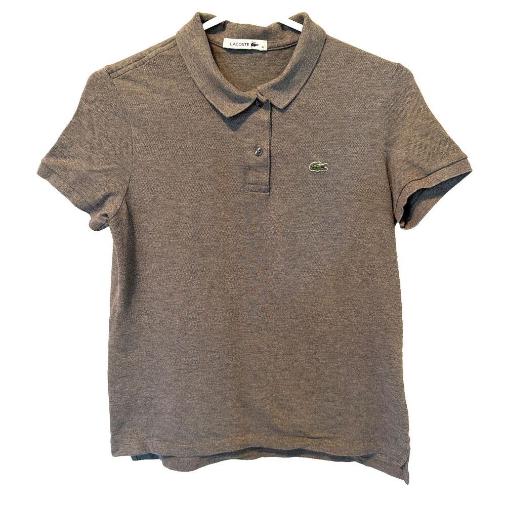 Lacoste Women’s Gray Polo Shirt with Green Croc Logo